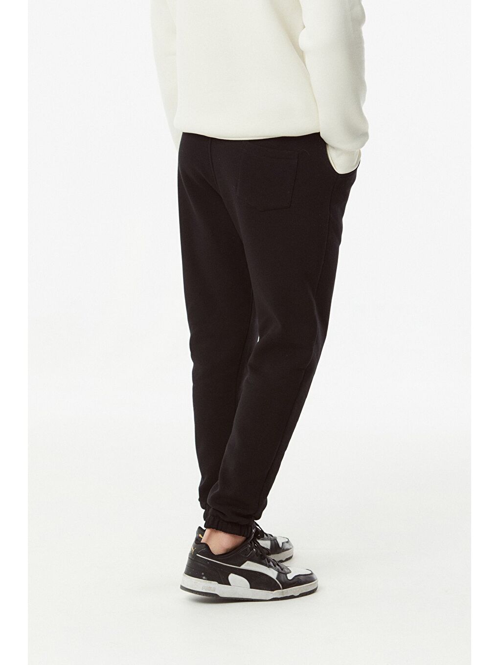 Siyah Beli Bağcıklı Jogger Eşofman Altı-2