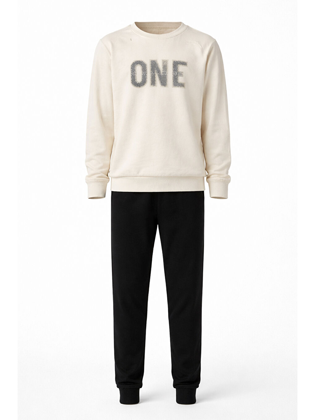 Ekru Erkek Çocuk Garson Boy Pamuk Penye Pijama Takımı 4112 Krem-1