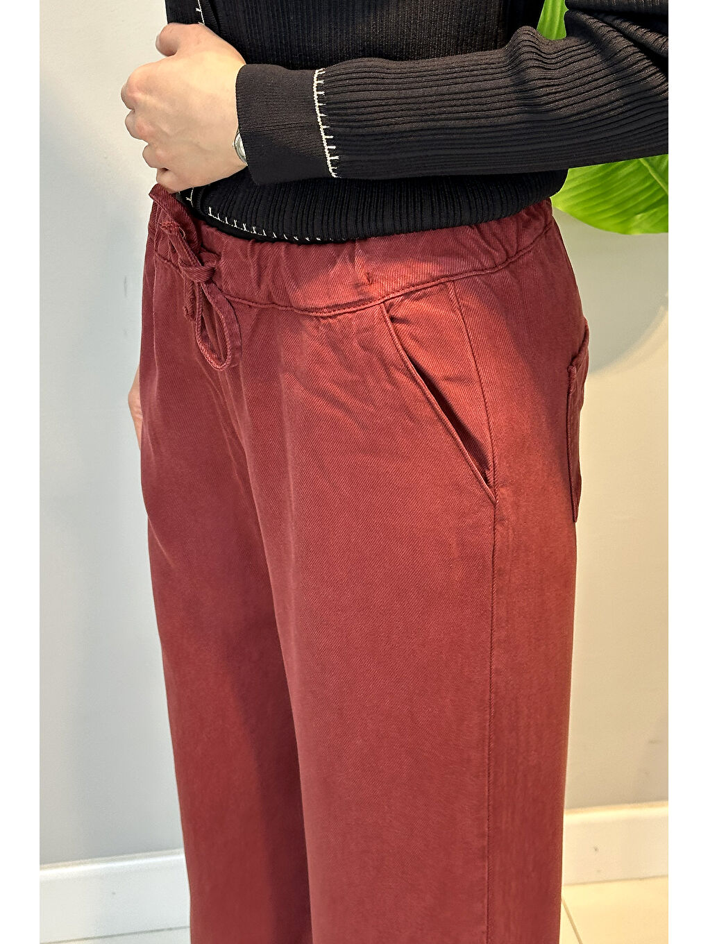 Lyocell Bolpaça Jean Pantolon 2773 Bordo-1