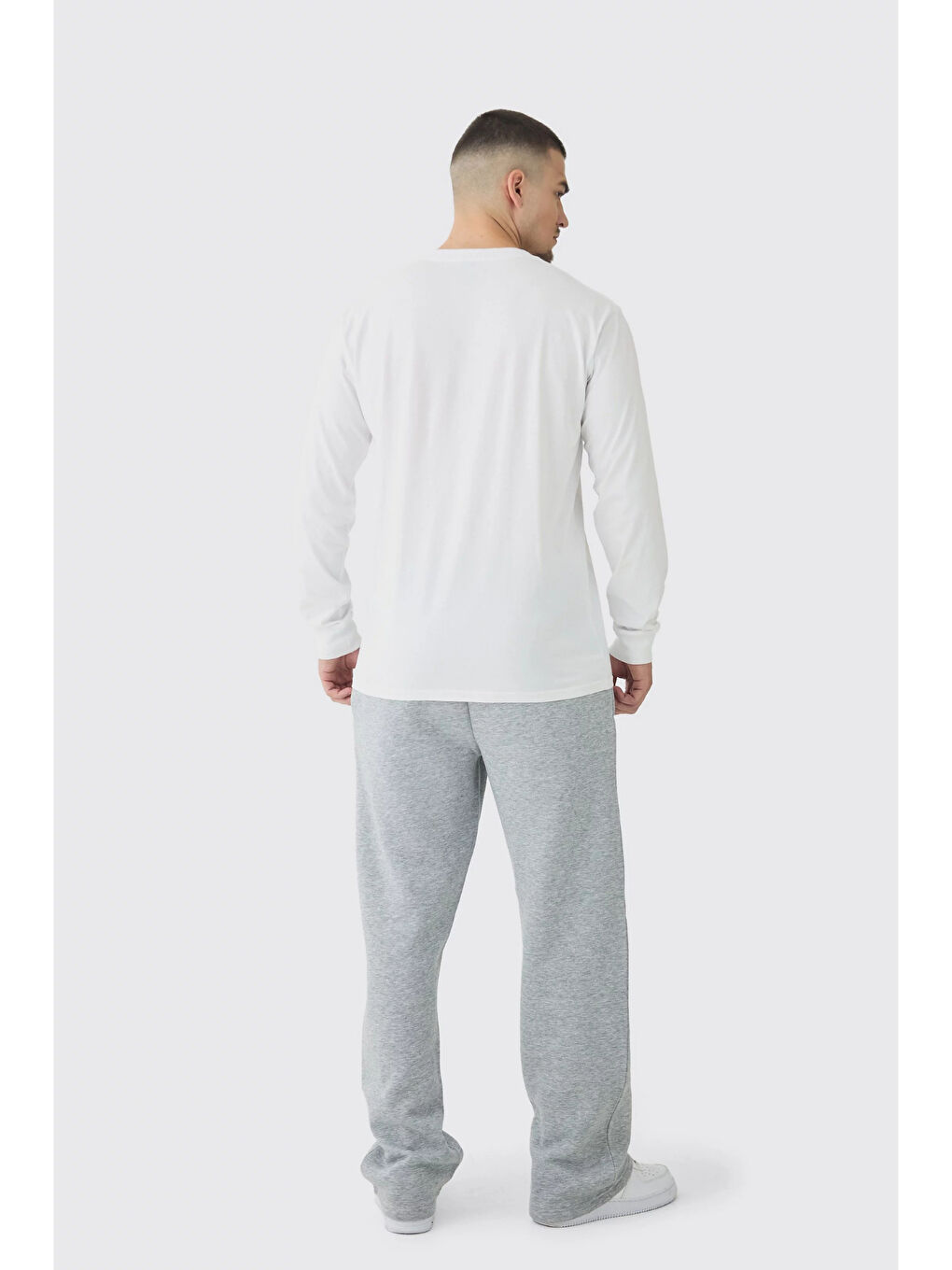 Gri Erkek İçi Polarlı 3 iplik Kalın B.Brooklyn Baskılı Eşofman Altı SPR25EA96-1