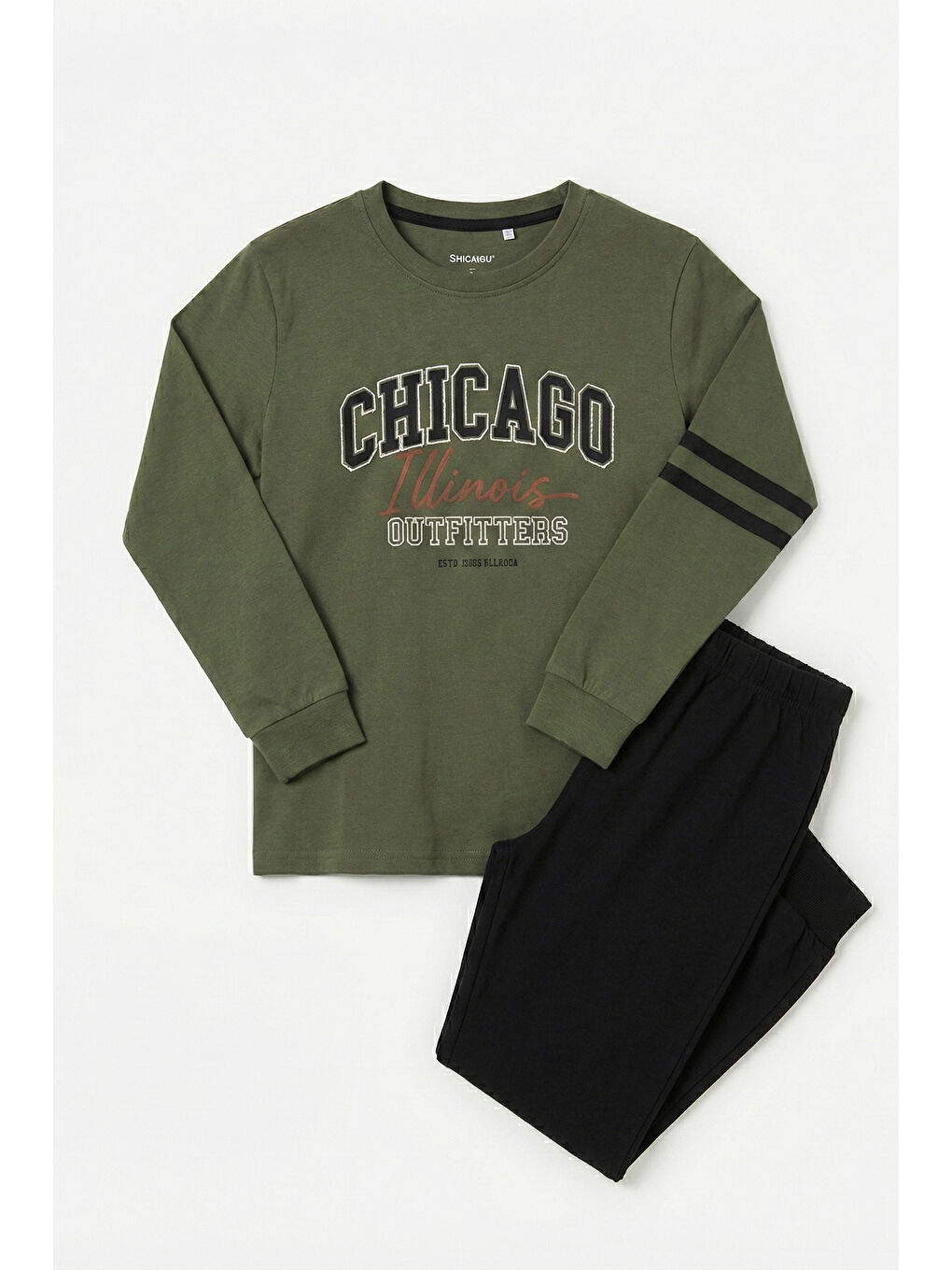 Erkek Çocuk Garson Boy Pamuk Penye Pijama Takımı 4119 Haki