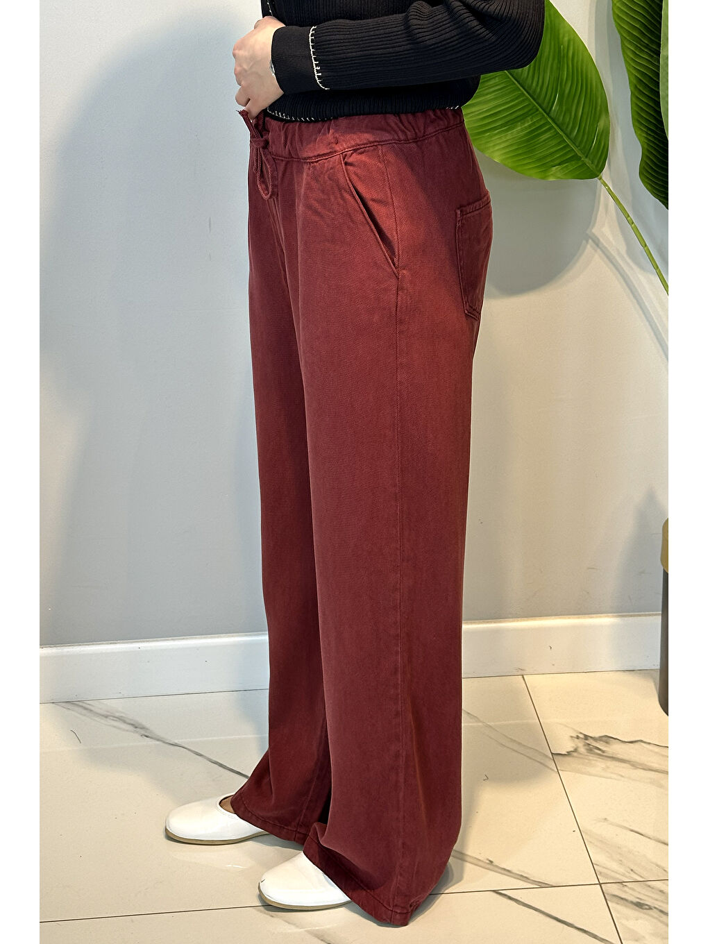 Lyocell Bolpaça Jean Pantolon 2773 Bordo-2