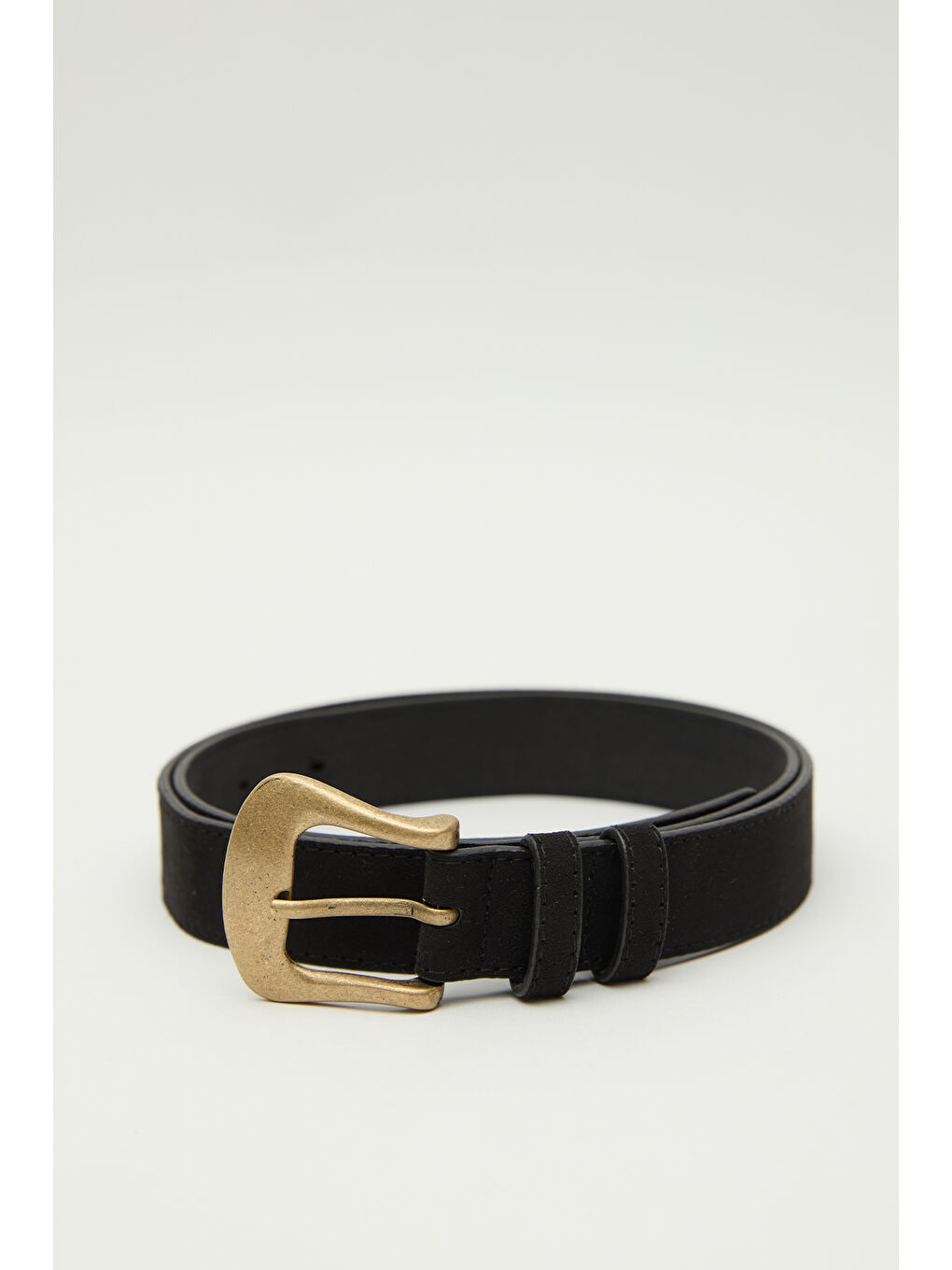 Süet Deri Tokalı Kemer Siyah-1