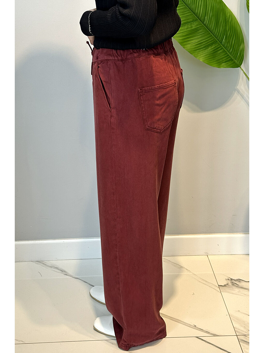 Lyocell Bolpaça Jean Pantolon 2773 Bordo-3