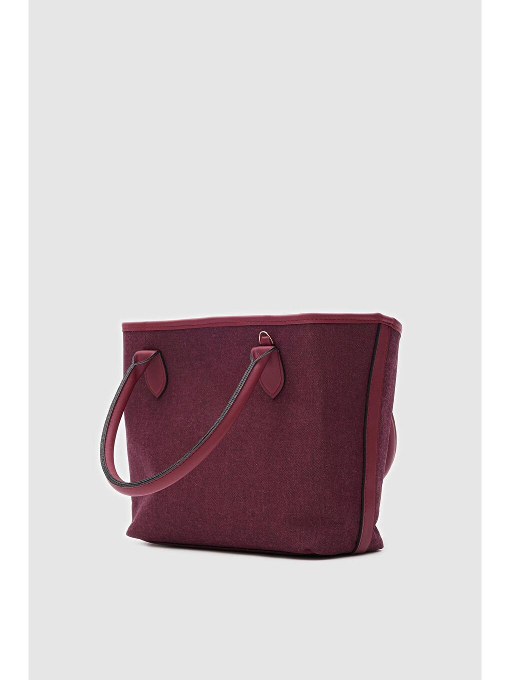 Kahverengi Manto Garnili Kanvas Omuz Çantası Bordo-1