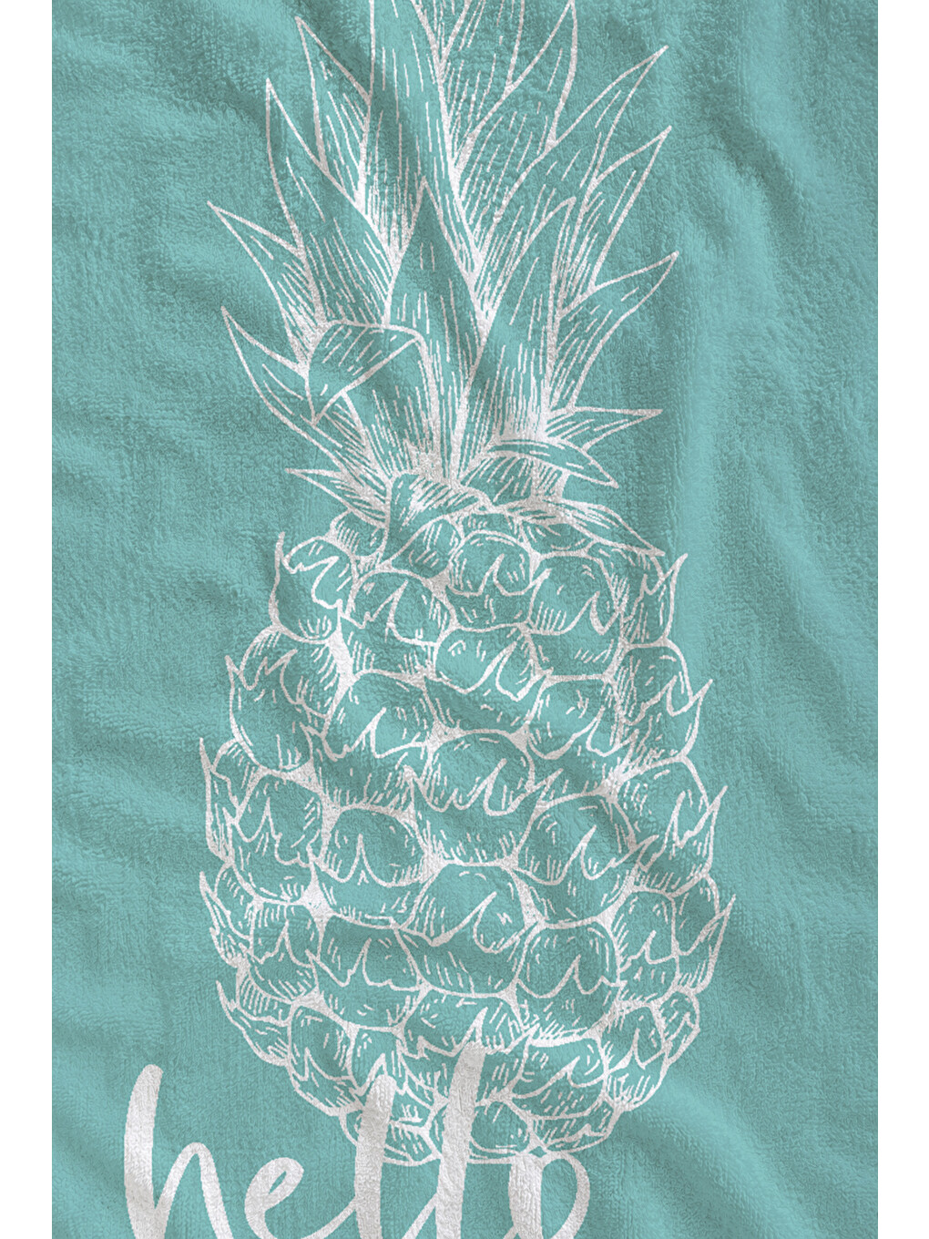 Turkuaz Hello Summer Ananas Desenli 70x150 Cm Dijital Baskılı Plaj Ve Banyo Havlusu-1