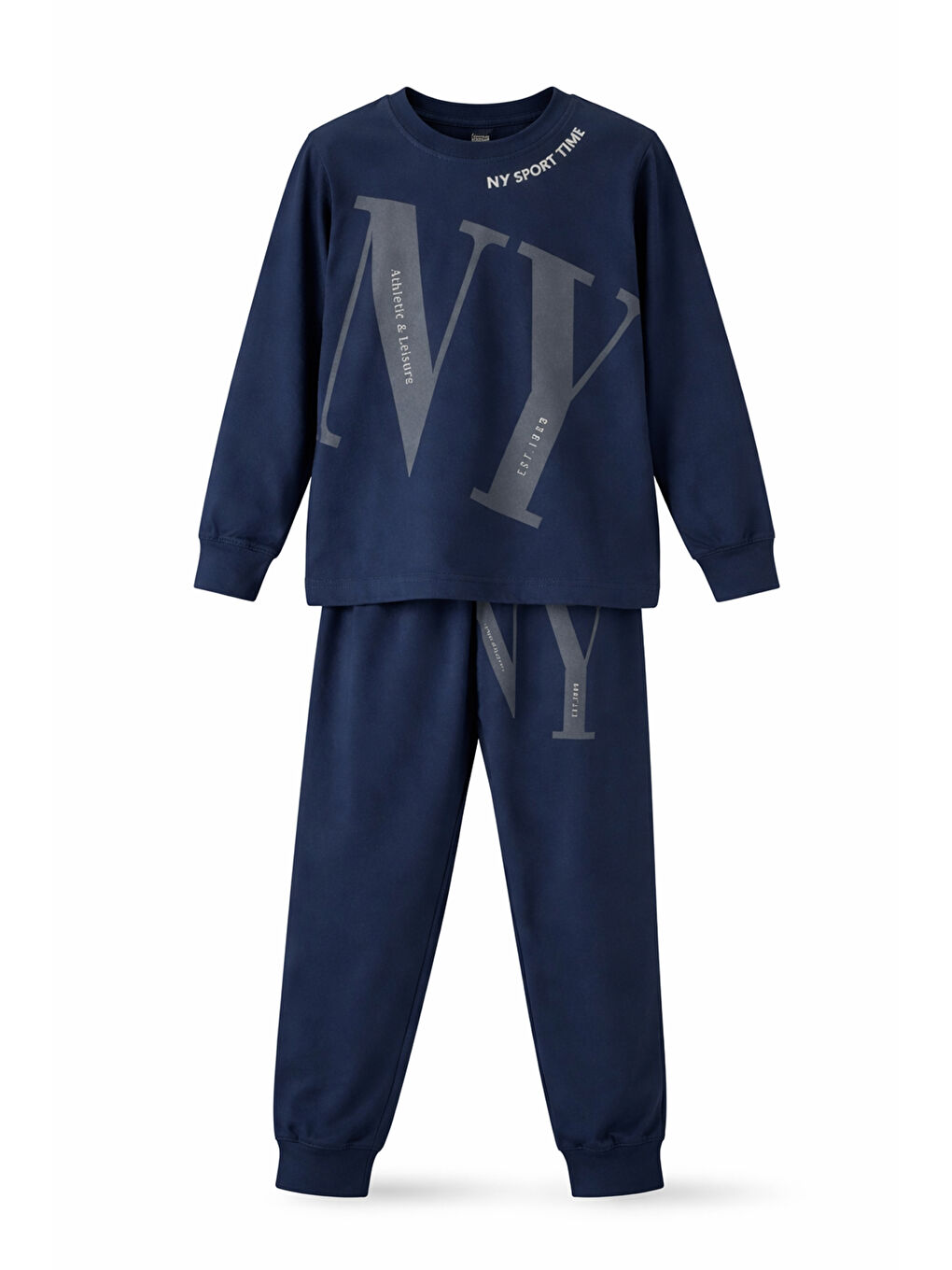 Erkek Çocuk Garson Boy Pamuk Penye Pijama Takımı 4224 Lacivert01