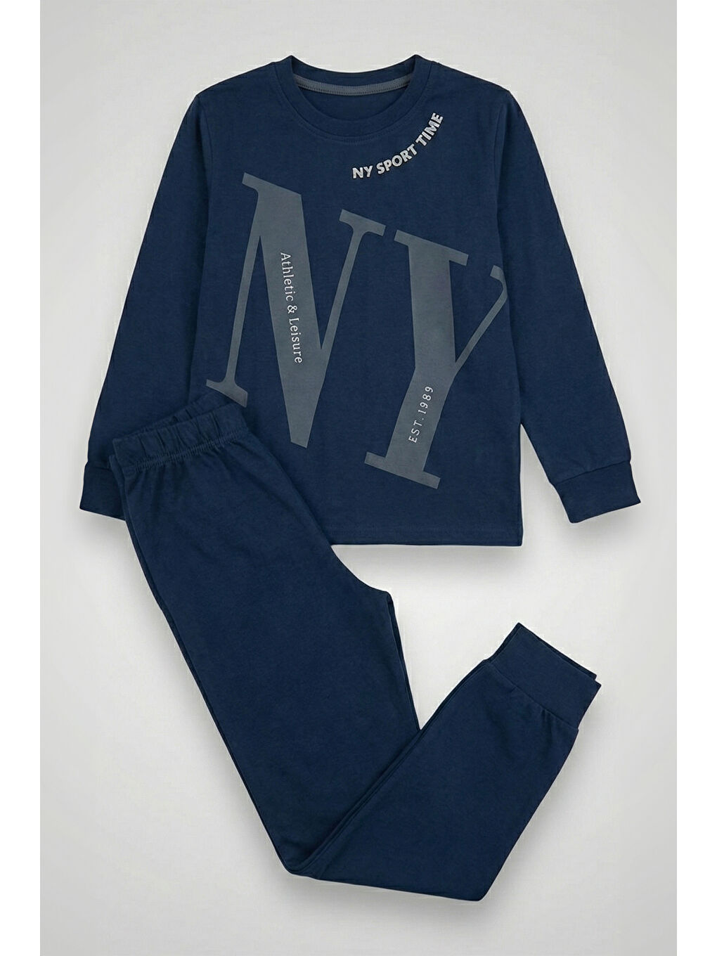 Erkek Çocuk Garson Boy Pamuk Penye Pijama Takımı 4224 Lacivert01-1