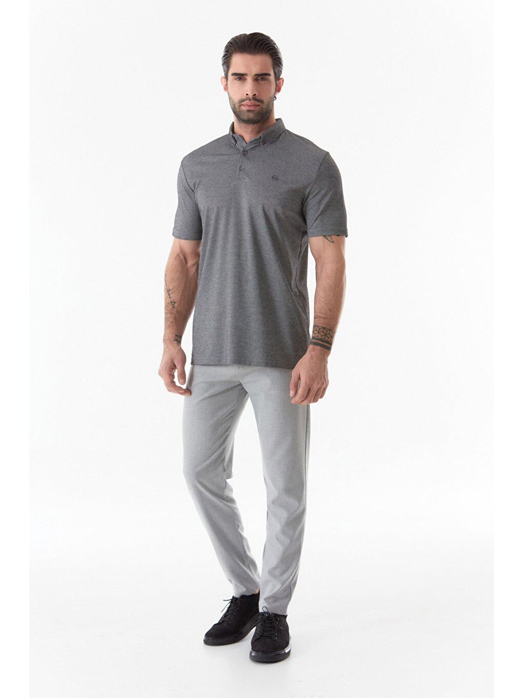 Antrasit Polo Yaka Tişört-4