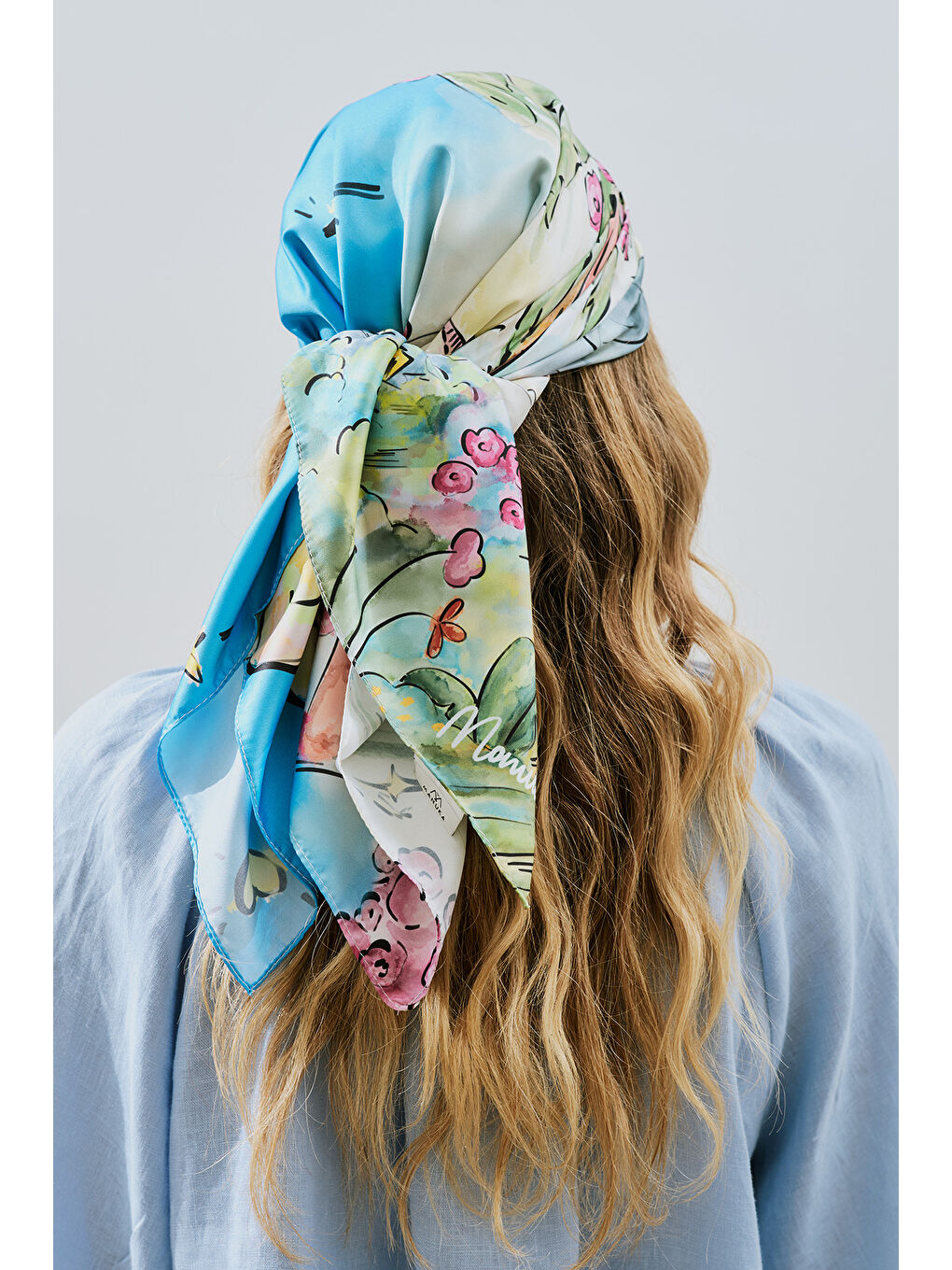 Karışık Saten Desenli Fular Şal Summer Holıday-1