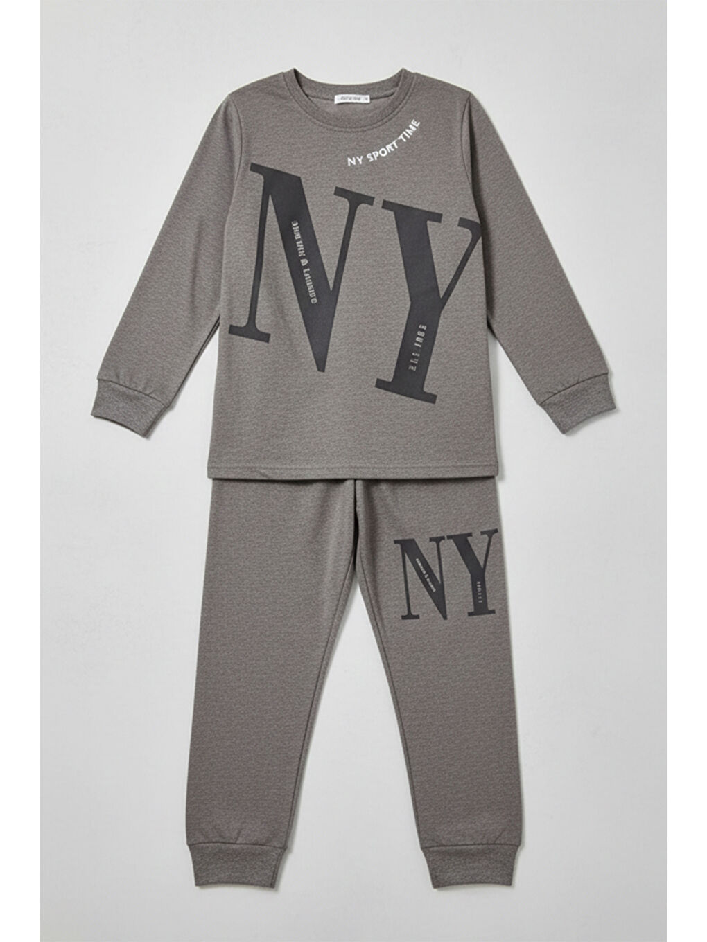 Erkek Çocuk Garson Boy Pamuk Penye Pijama Takımı 4224 Gri