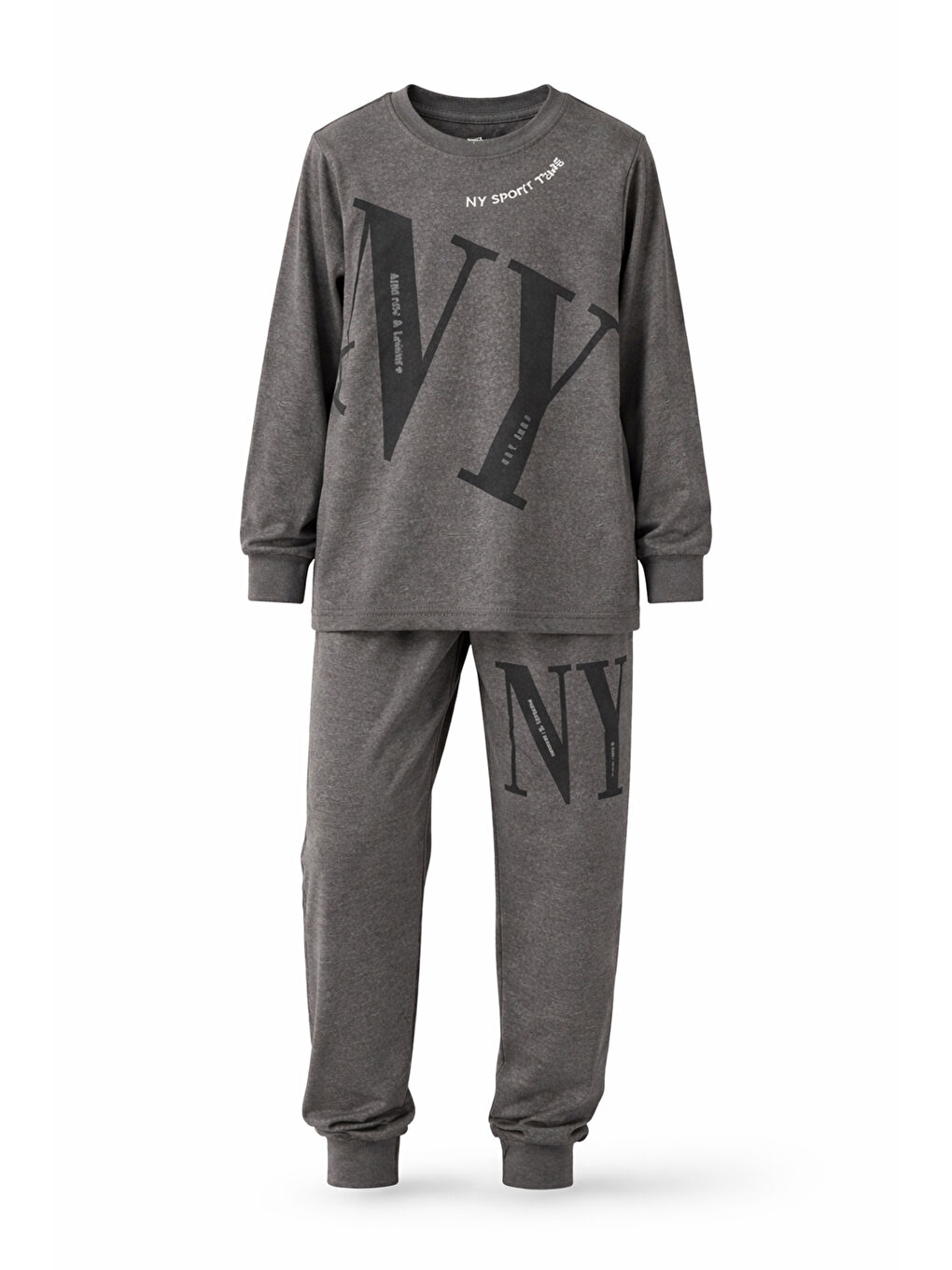 Erkek Çocuk Garson Boy Pamuk Penye Pijama Takımı 4224 Gri-1