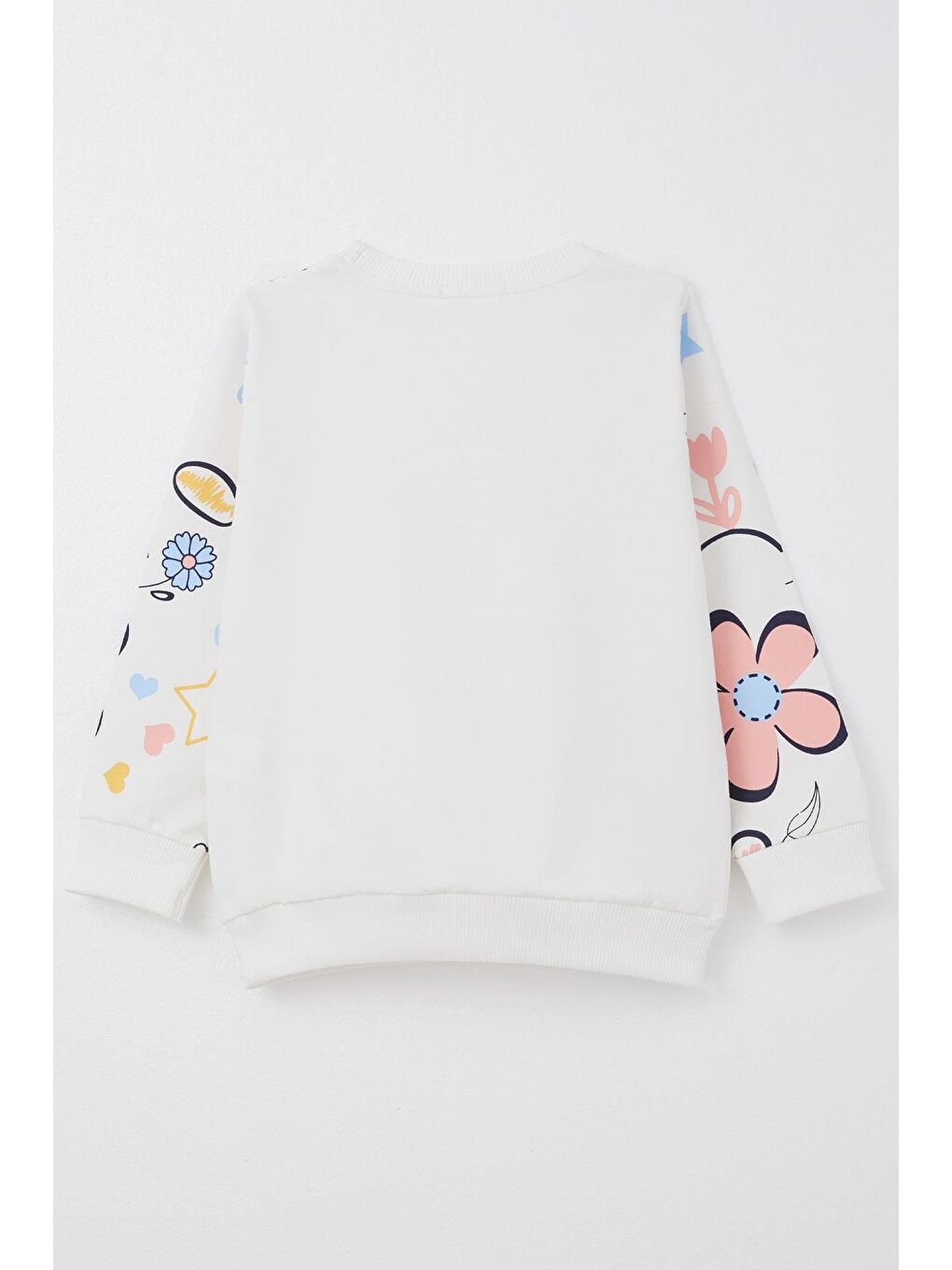 Kız Bebek Sweatshirt Bahar Temalı Çiçek Desenli Ekru (2 Yaş)-1