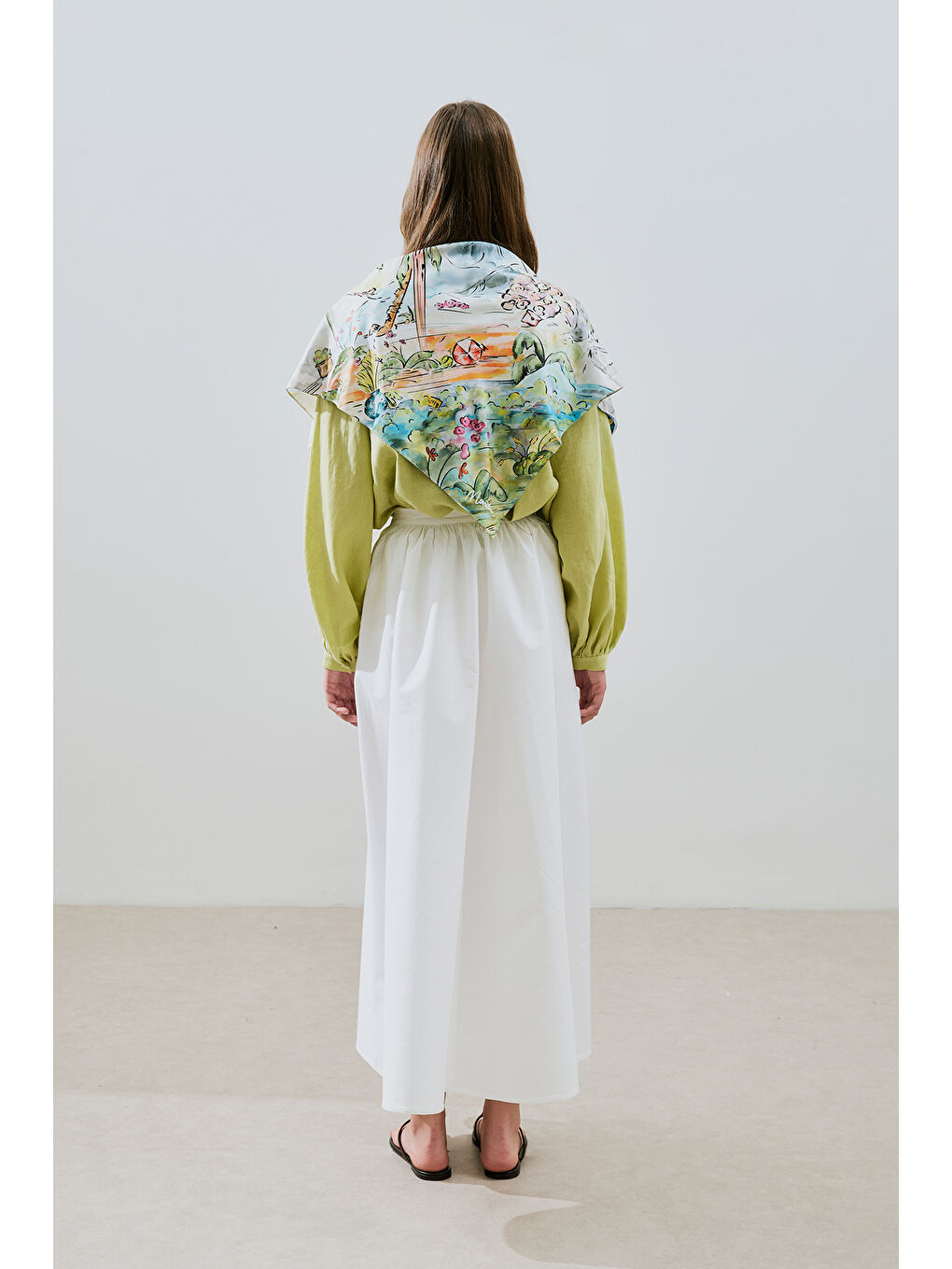 Karışık Saten Desenli Fular Şal Summer Holıday-2