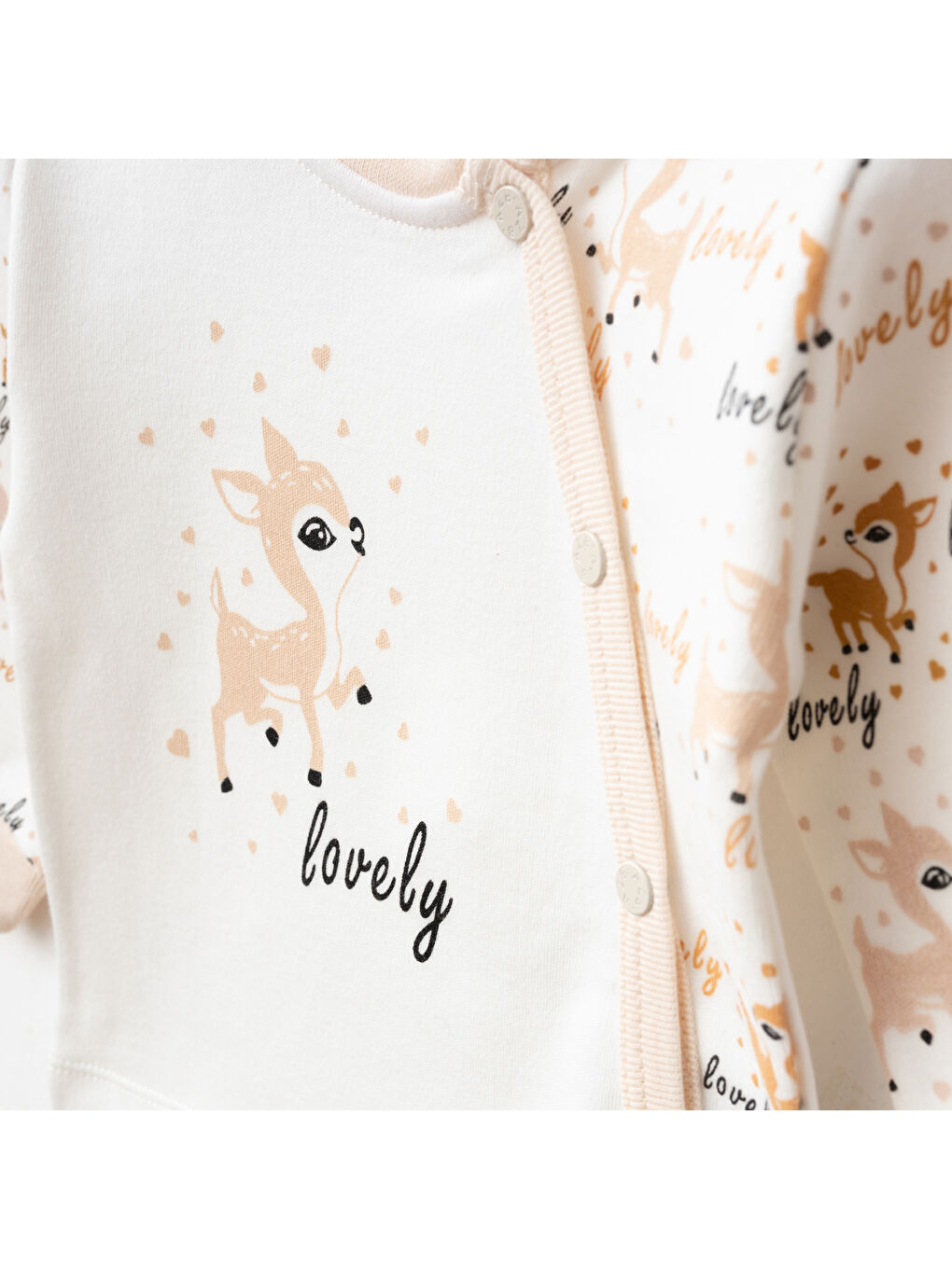 Bej Kız Bebek % 100 Pamuk Zıbın Pantolon Bere 3'lü Alt Üst Bebek Takımı 0 Ay-6 Ay-2