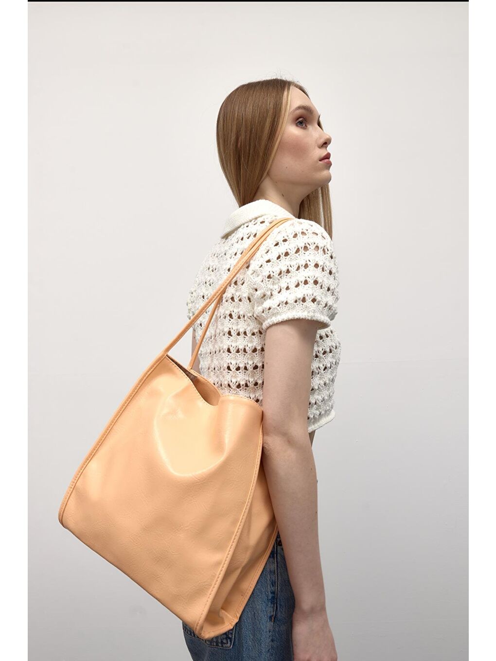 Pembe Miguel Vintage Omuz Çantası Somon-3