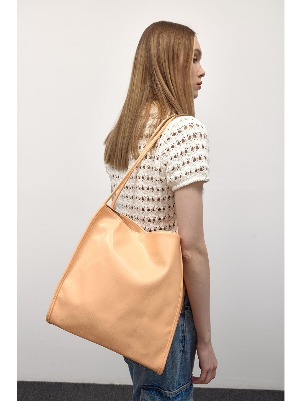 Pembe Miguel Vintage Omuz Çantası Somon-5