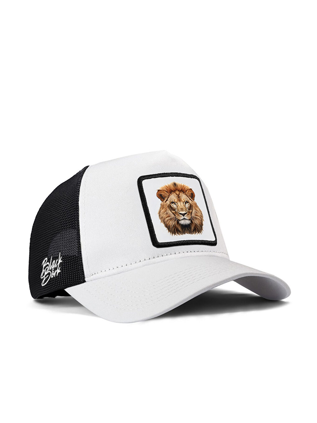 Aslan Logolu Beyaz-Siyah Trucker Şapka