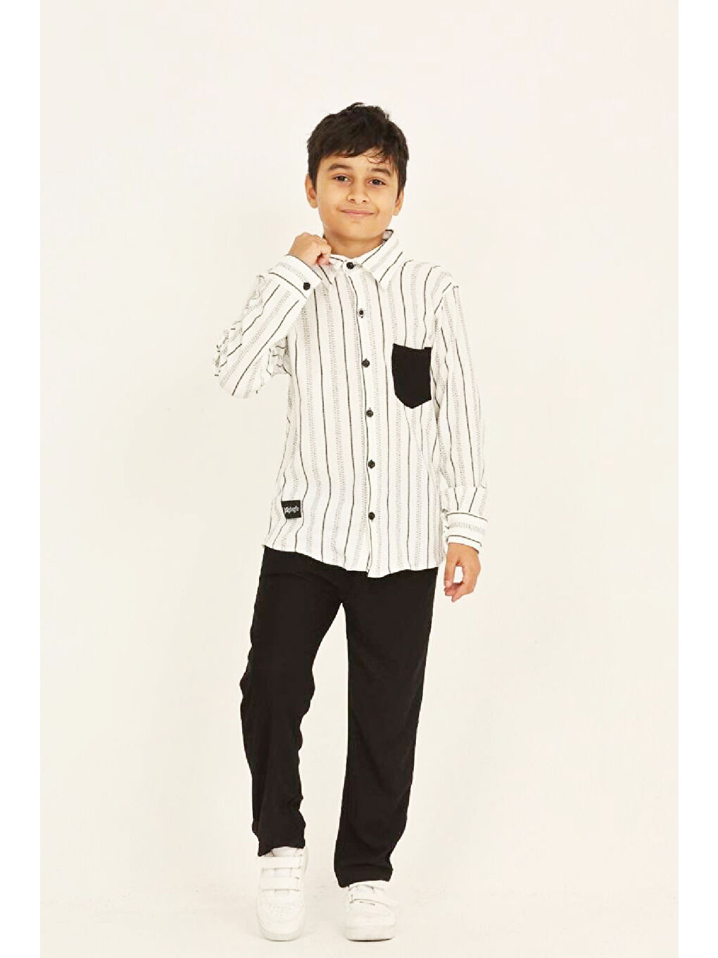 Beyaz Erkek Çocuk Gömlekli Takım (Bürümcük Üst+Ottoman Pantolon) 3-12 Yaş 12419HC
