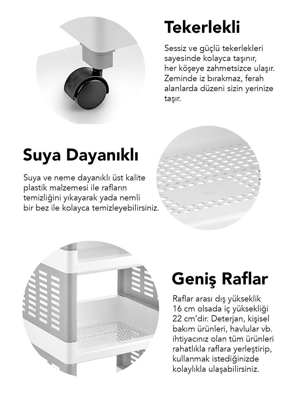 Gri 4 Katlı Tekerlekli Banyo Rafı-1