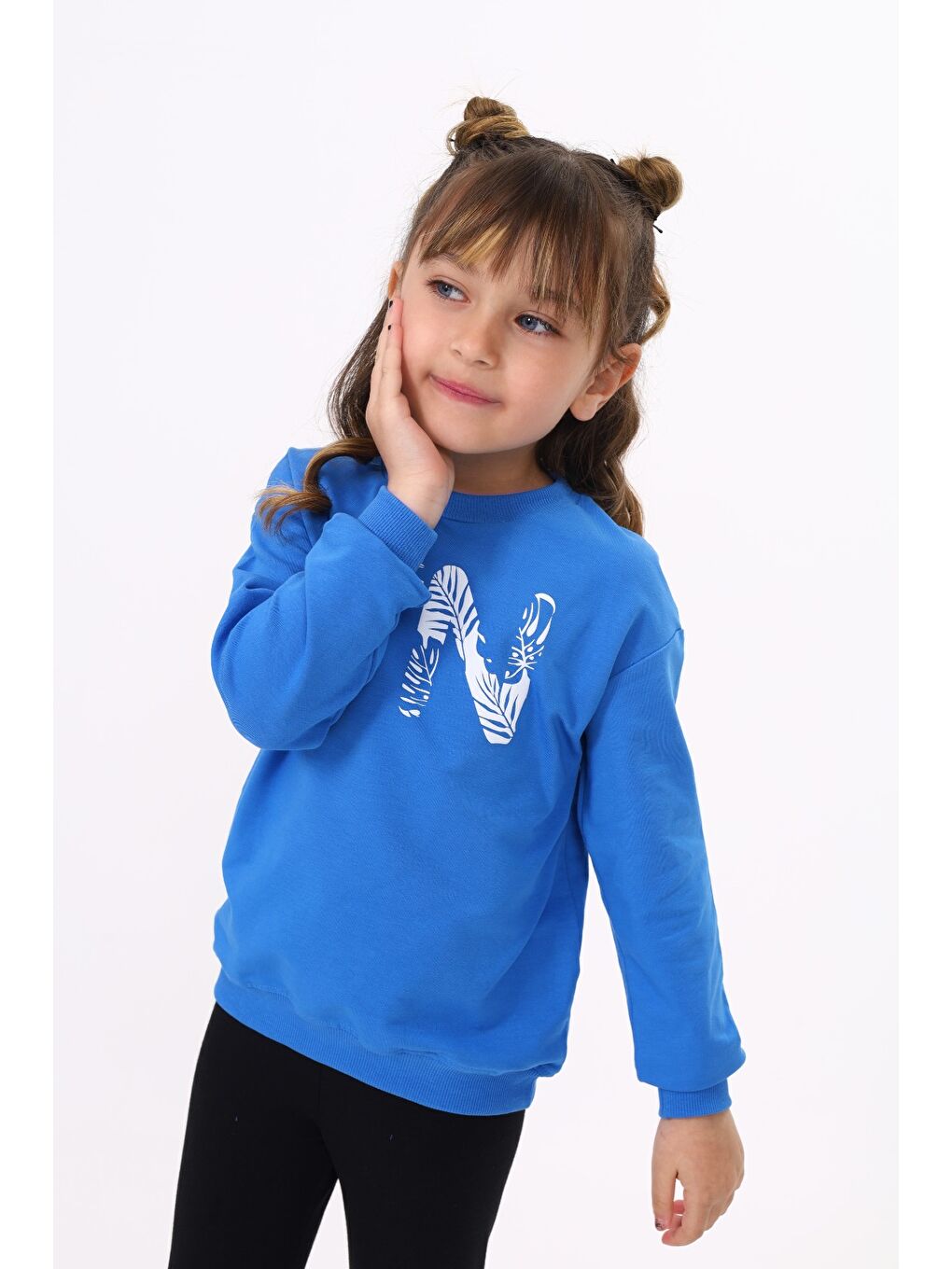 Mavi Kız Çocuk Baskılı Sweatshirt-1