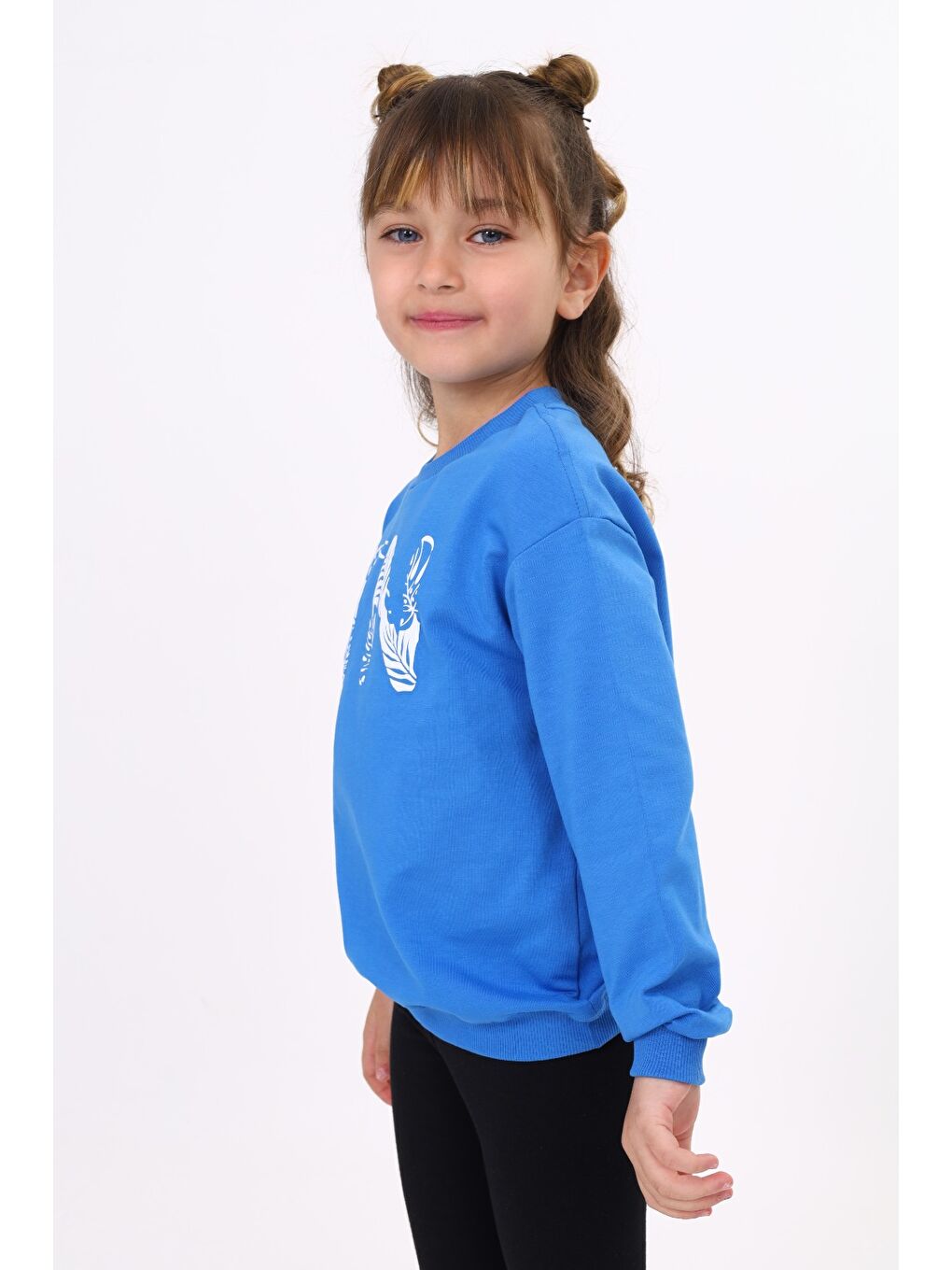 Mavi Kız Çocuk Baskılı Sweatshirt-2
