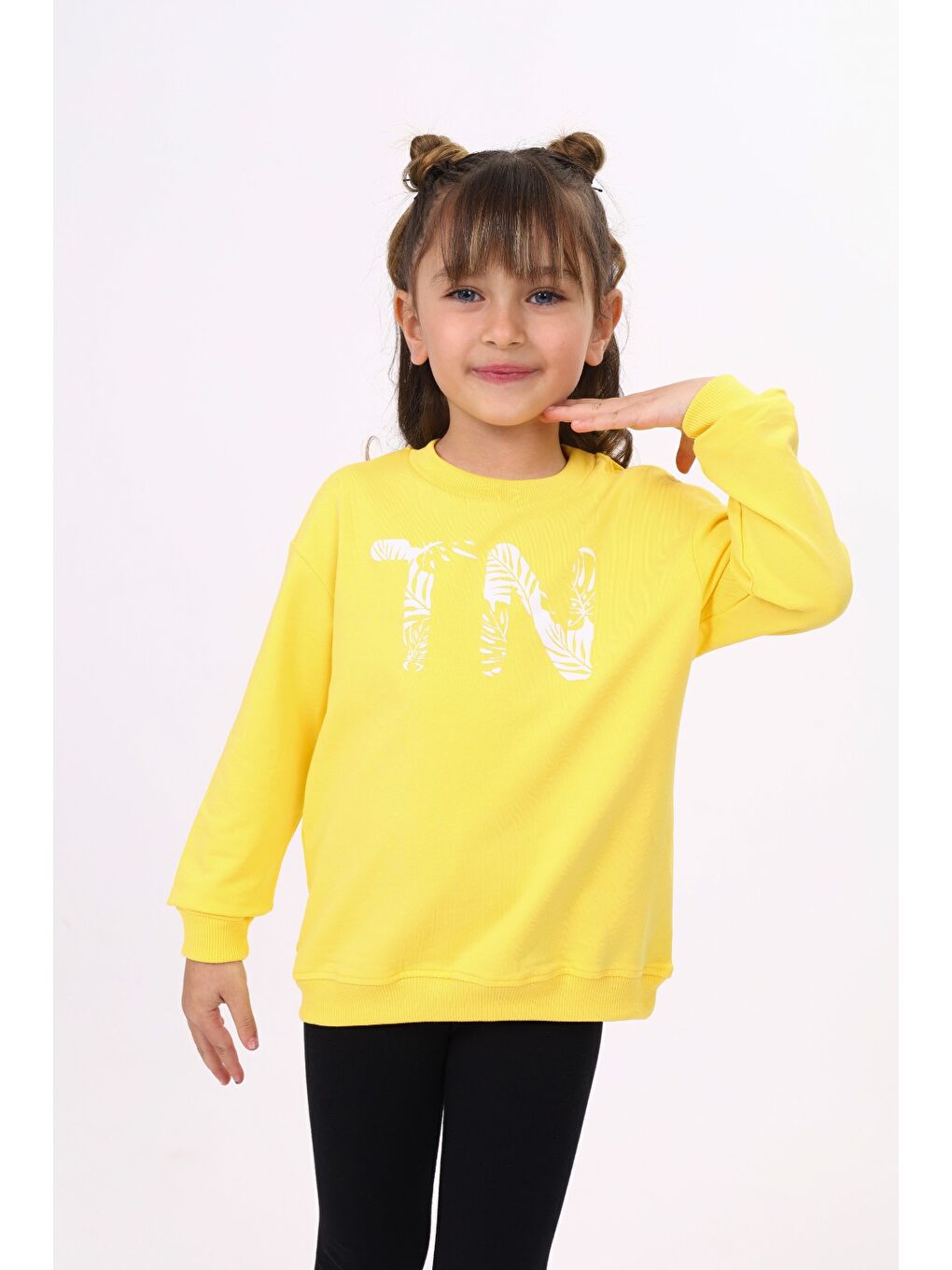 Sarı Kız Çocuk Baskılı Sweatshirt-1
