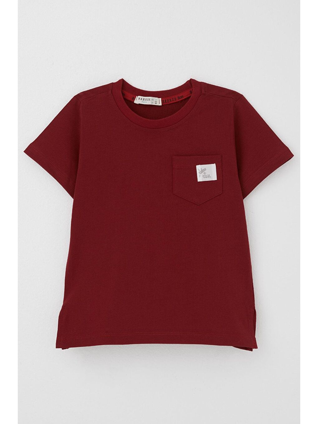Erkek Çocuk Tişört Cool Yazı Armalı Cepli Bordo (2-4 Yaş)