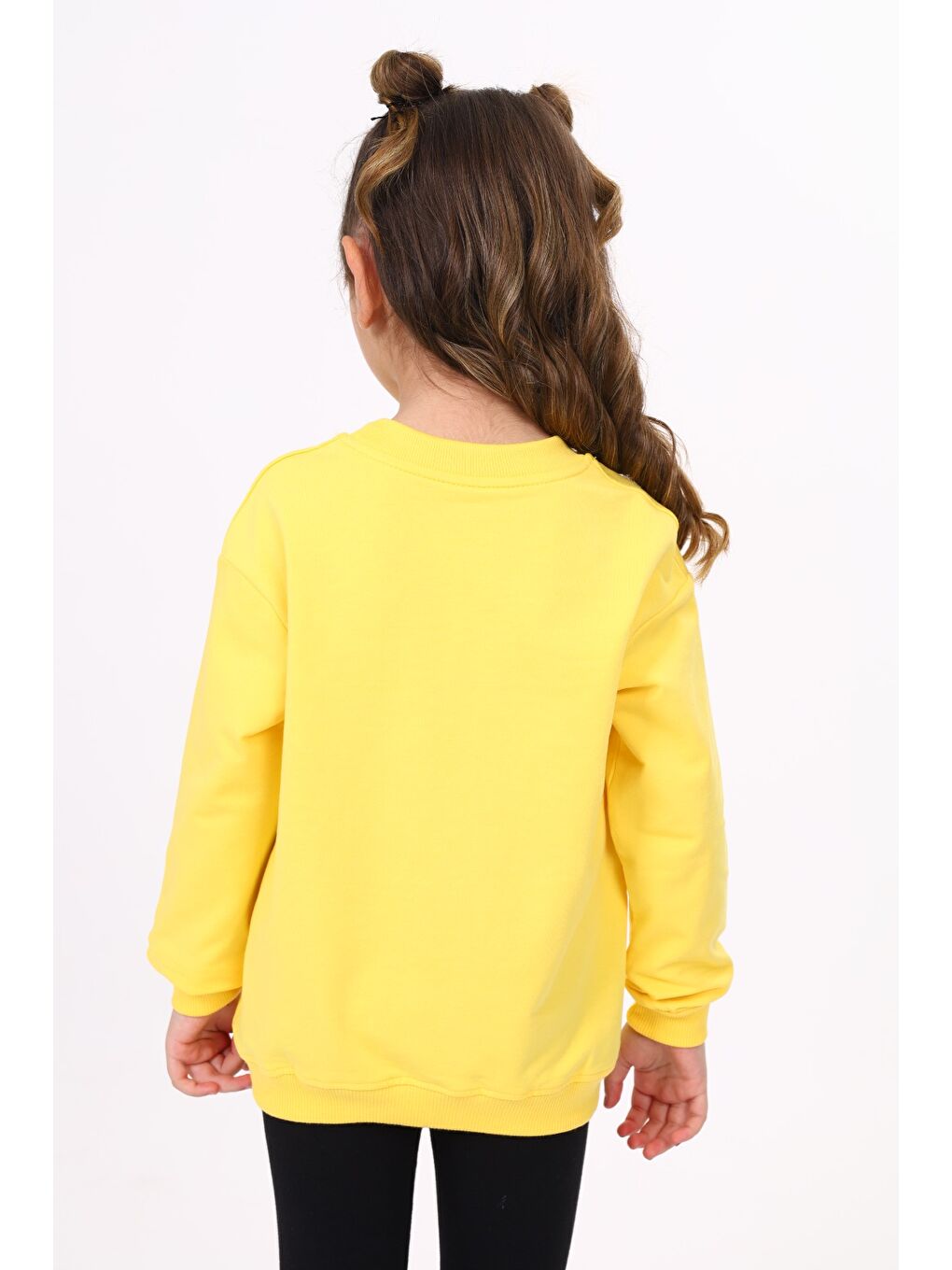 Sarı Kız Çocuk Baskılı Sweatshirt-2