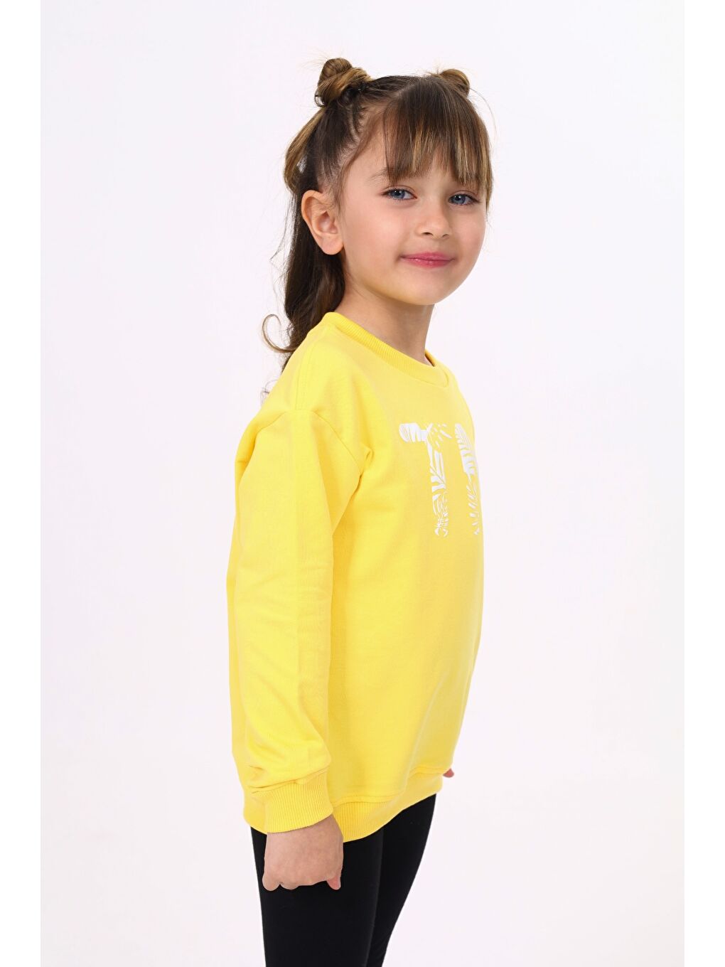 Sarı Kız Çocuk Baskılı Sweatshirt-3