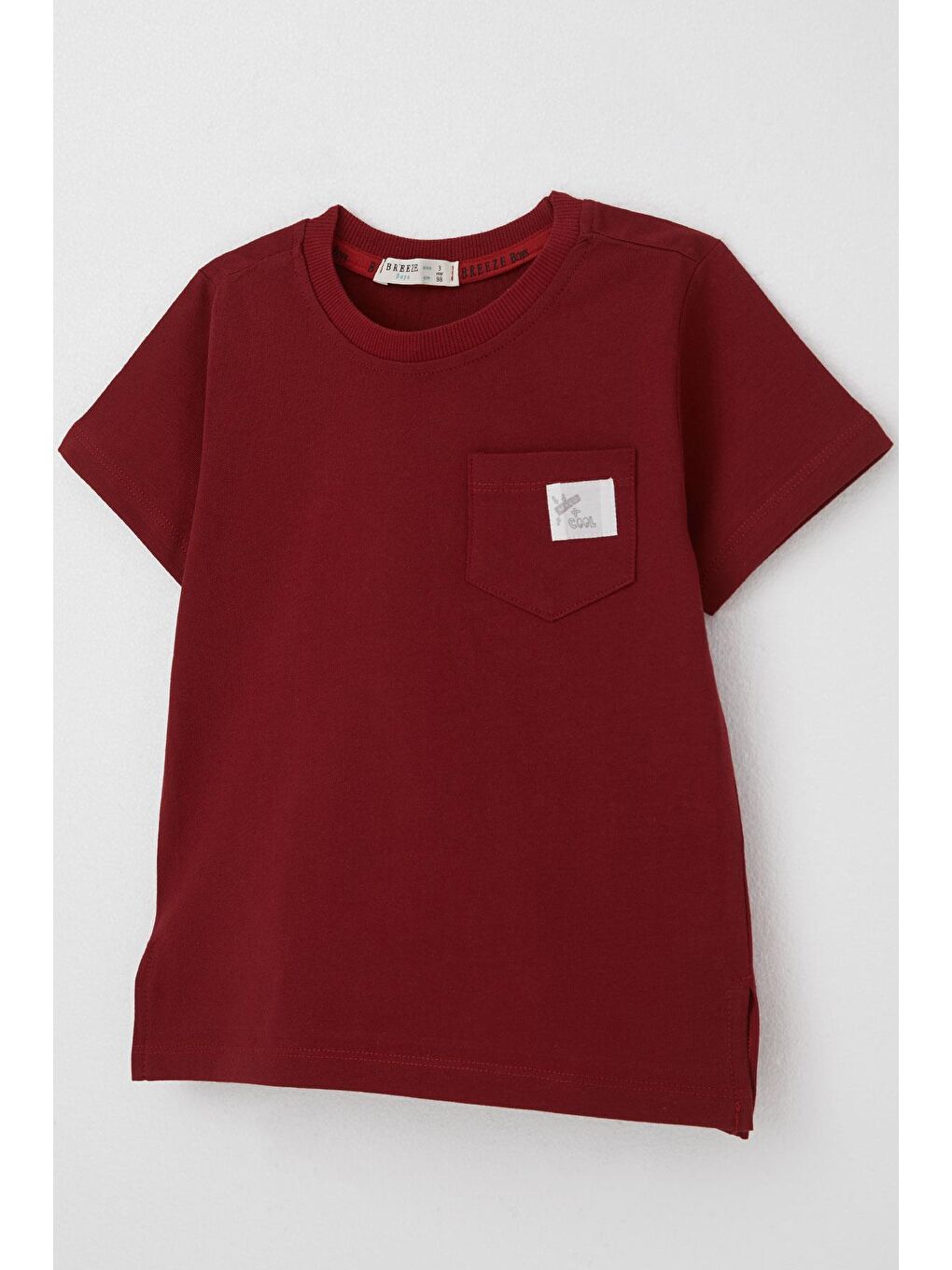 Erkek Çocuk Tişört Cool Yazı Armalı Cepli Bordo (2-4 Yaş)-2