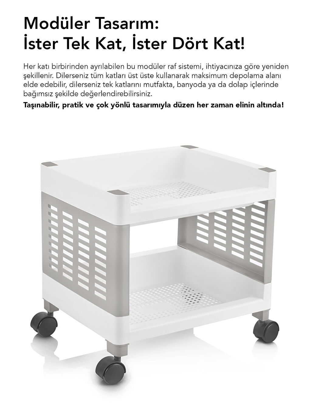 Gri 4 Katlı Tekerlekli Banyo Rafı-4