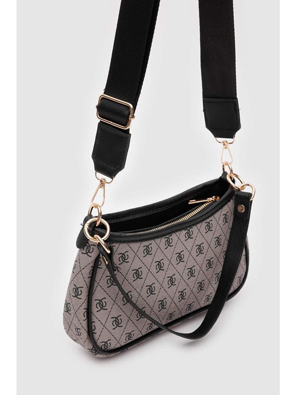 Farme Monogram Baget Ve Çapraz Çanta Gri-2