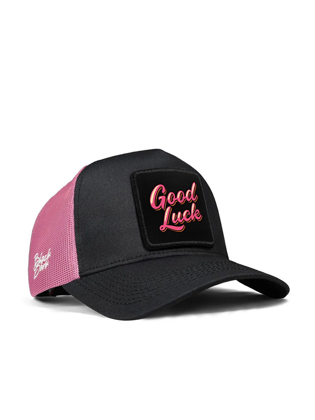 Good Luck Logolu Siyah-Pembe Trucker Şapka