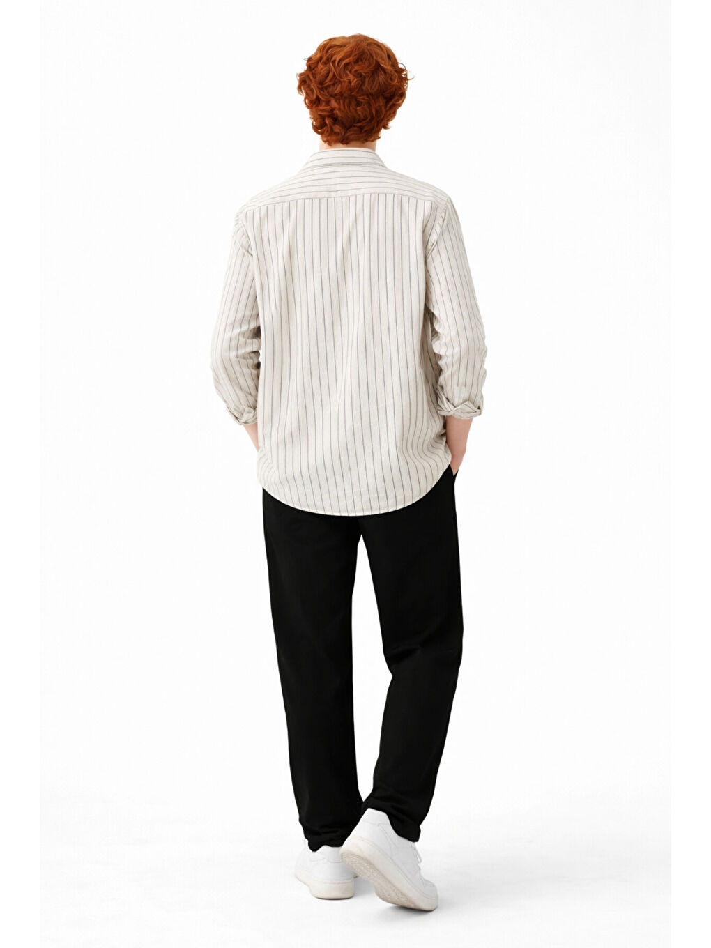 Gri Erkek Çocuk Regular Kalıp Çizgili Gömlek Pantolon 2’li Takım Ak2603-3