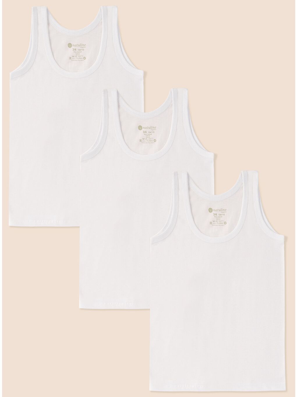 Beyaz Erkek Çocuk Organik Pamuk Penye  Atlet 6 lı Paket