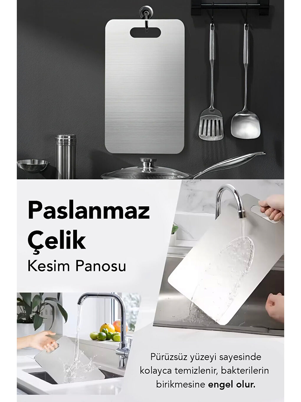 Gri 2'li Standlı Kesme Tahtası Seti-4