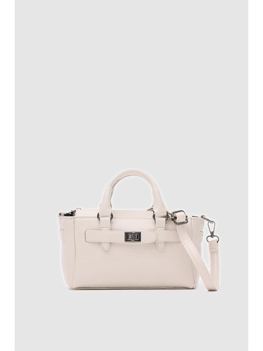 Bej Buch Mini Çapraz Çanta Krem