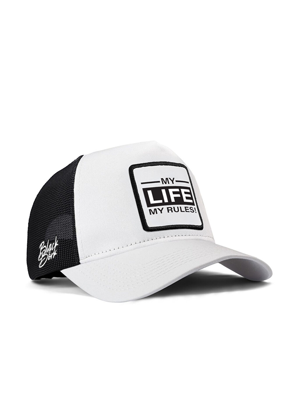 My Life My Rules Logolu Beyaz-Siyah Trucker Şapka