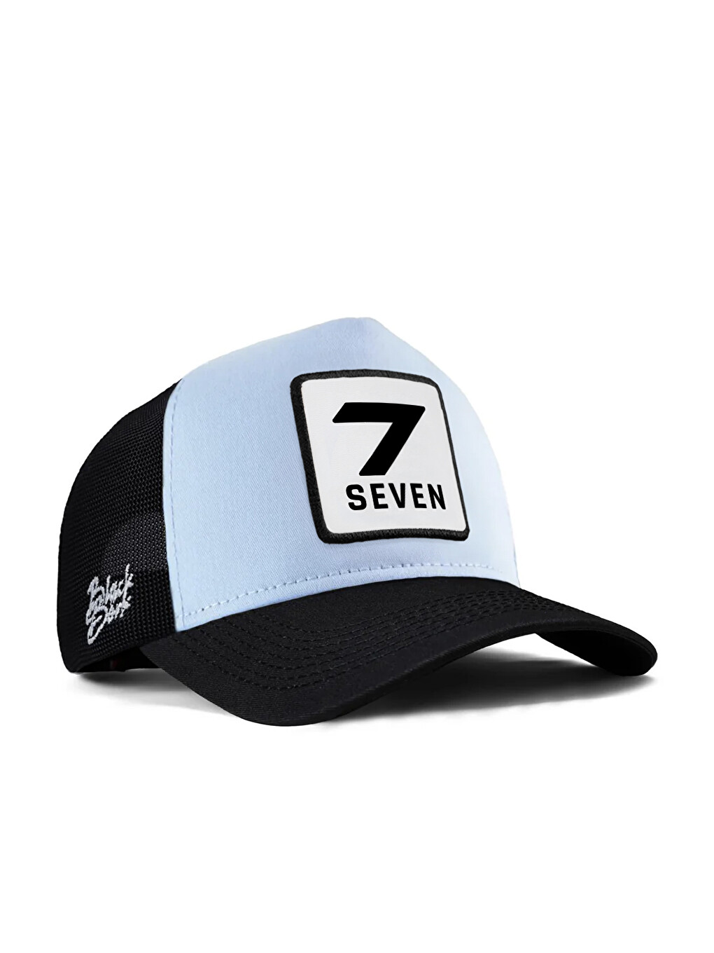 7 Numara Logolu Siyah-Buz Mavi Trucker Şapka