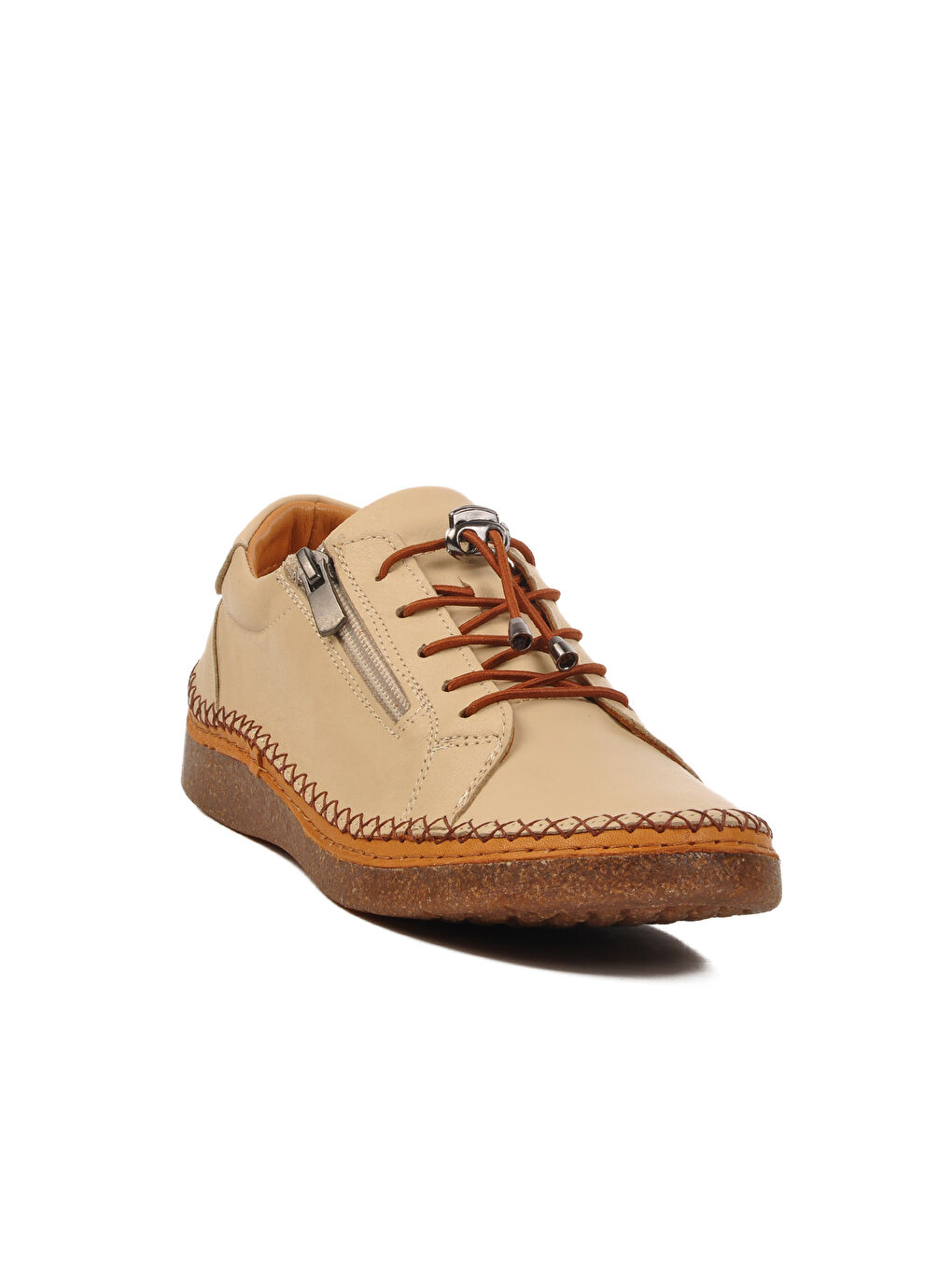 Bej Hakiki Deri Anatomik Kadın Casual Ayakkabı AY8207 Z-2