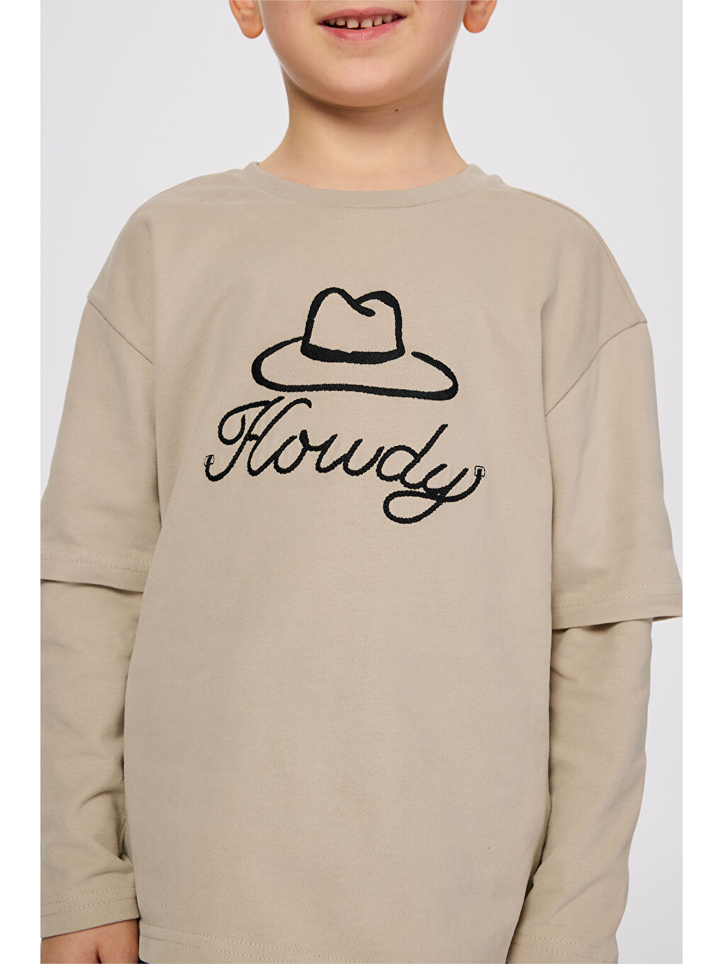 Erkek Çocuk Uzun Kollu Bej Tişört-5