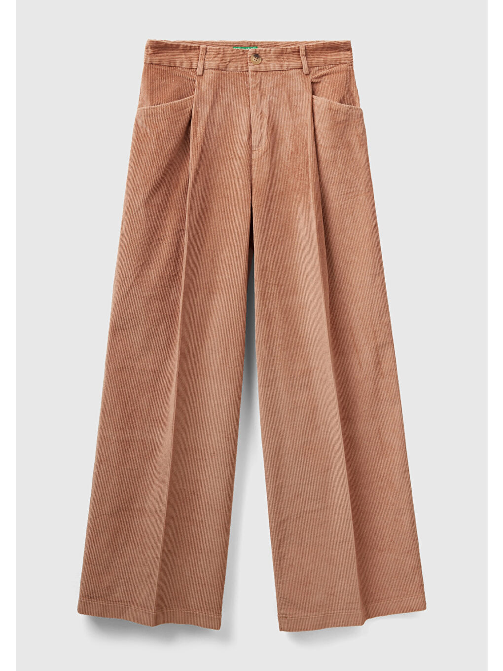 Kahverengi Kadın Taba Pileli Bol Paça Kadife Pantolon-1