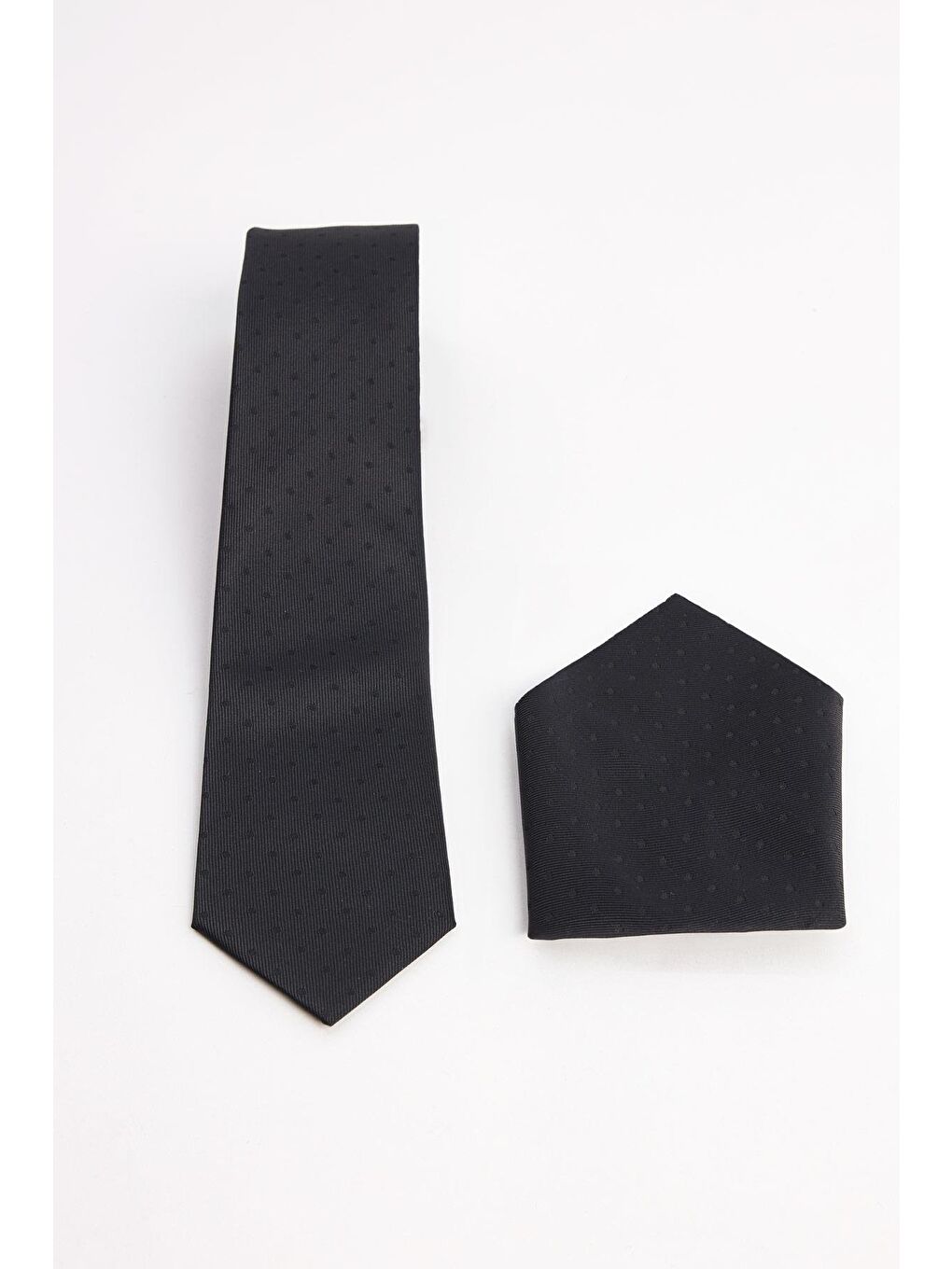 Siyah Klasik Cep Mendilli Desenli Kravat-3