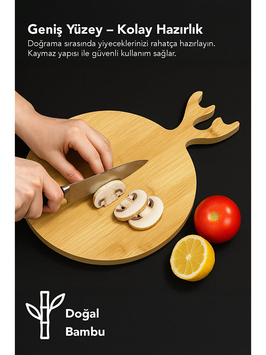 Bej Yuvarlak Bambu Kesme Tahtası-1