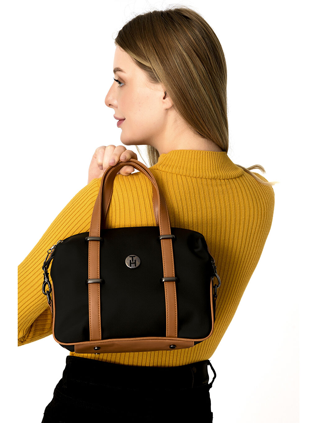 Kadın Omuz Çantası TH-YK12205 Siyah-Taba-1