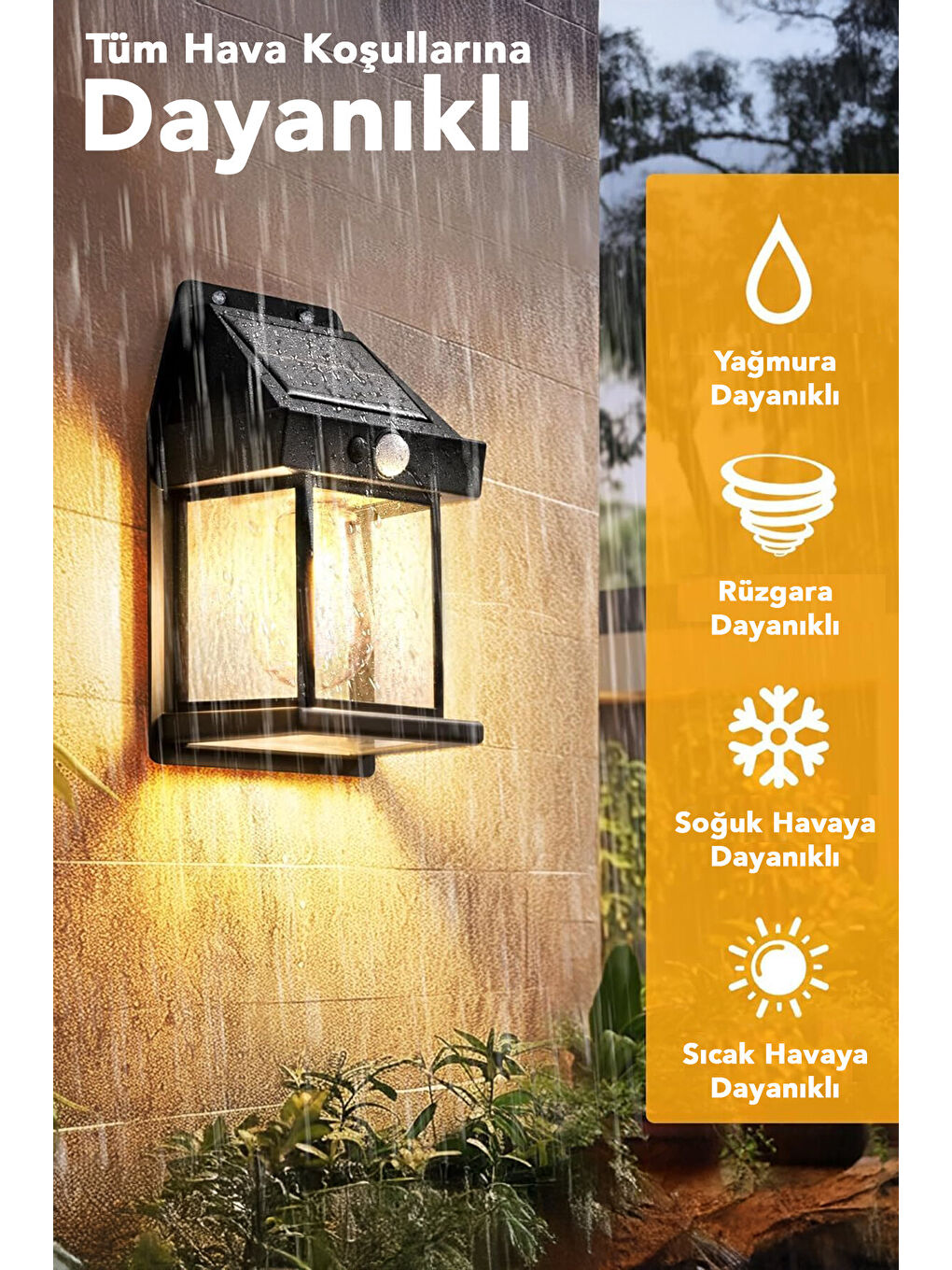 Siyah 4 Adet Solar Duvar Lambası-3