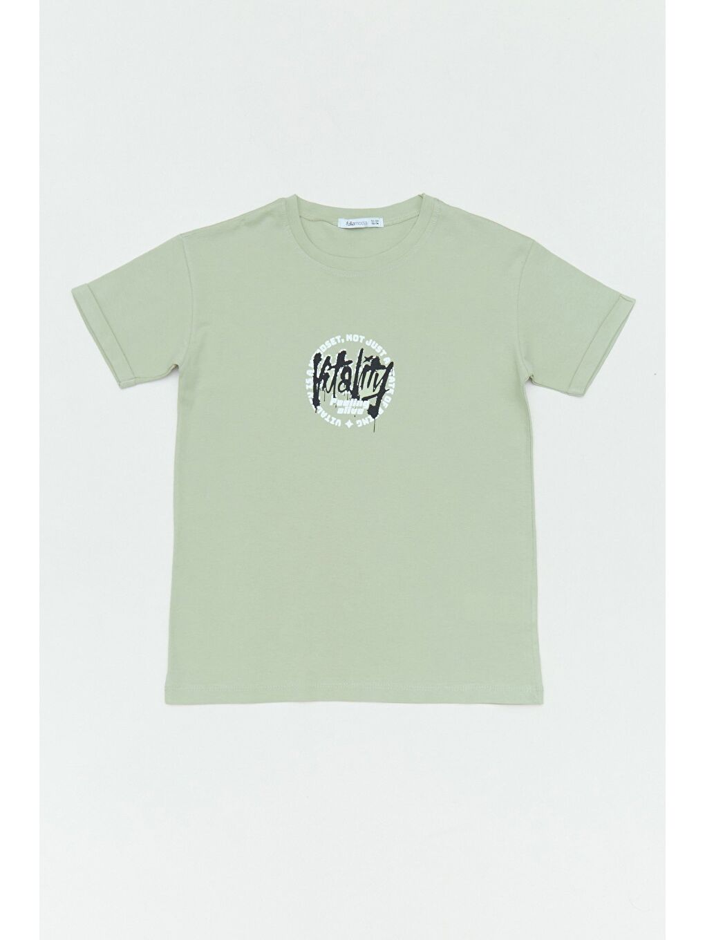 Turkuaz %100 Pamuk Yazı Baskılı Bisiklet Yaka Erkek Çocuk Tişört