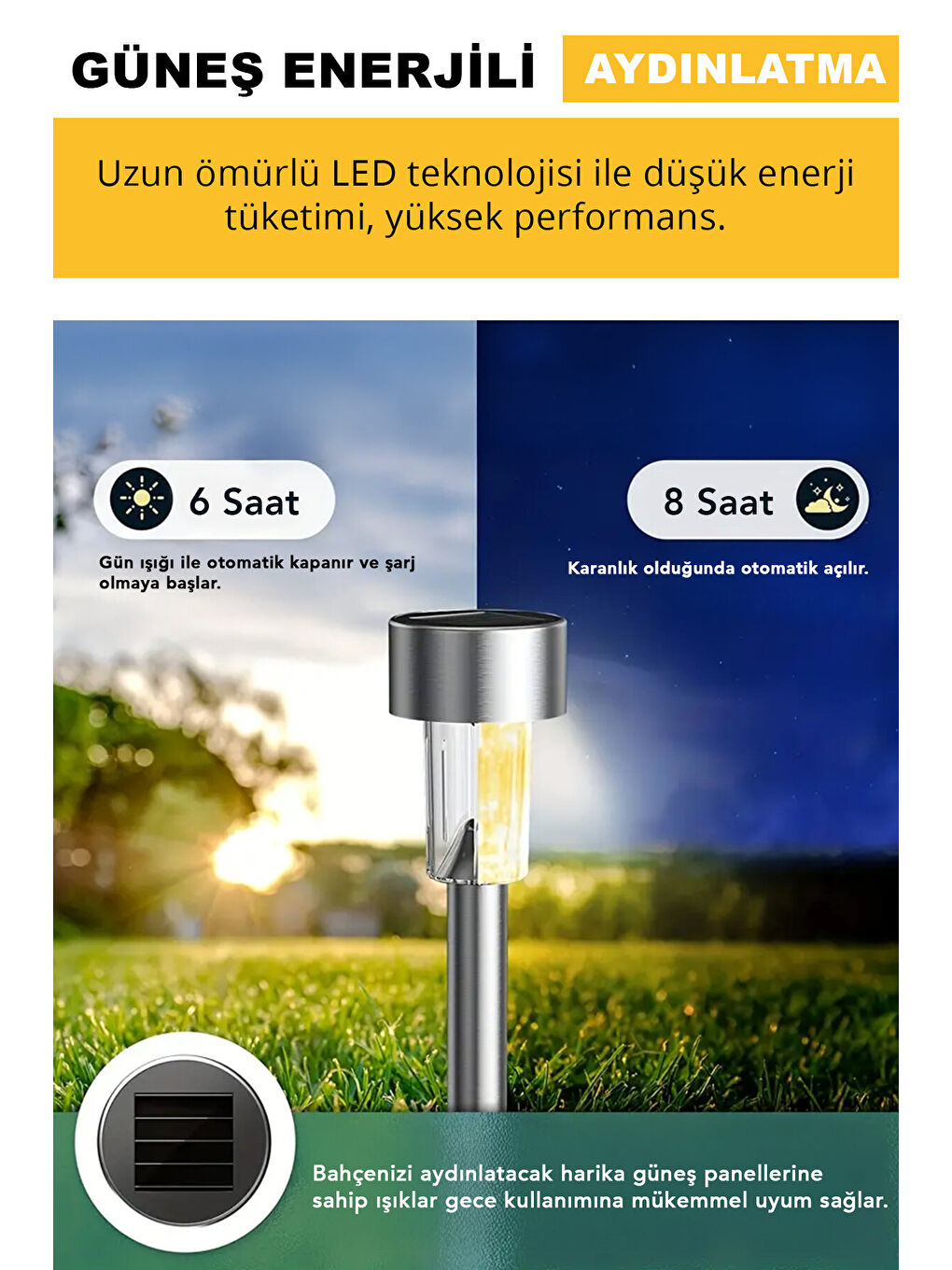 Siyah 10'lu Solar Yer Aydınlatması-4