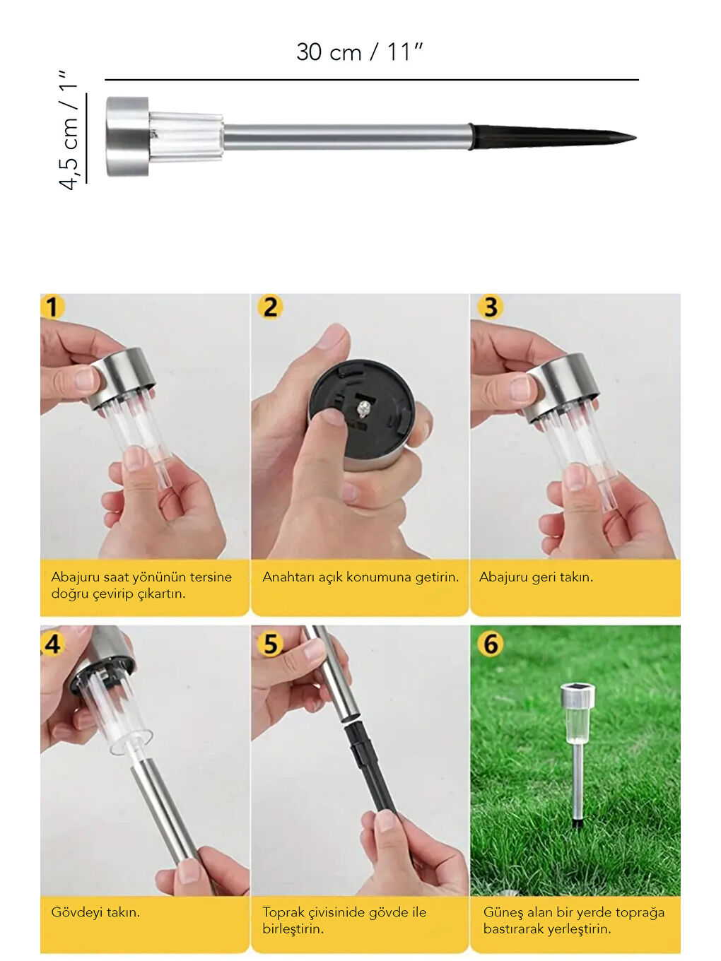 Siyah 10'lu Solar Yer Aydınlatması-5